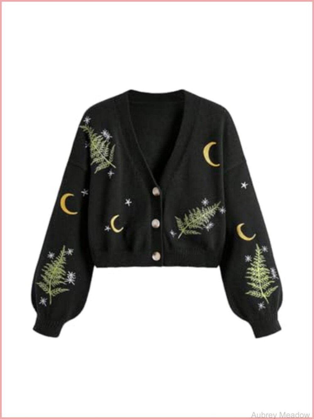 Goth Cardigan Button Up Halloween Sweater Witchy Cropped Knit